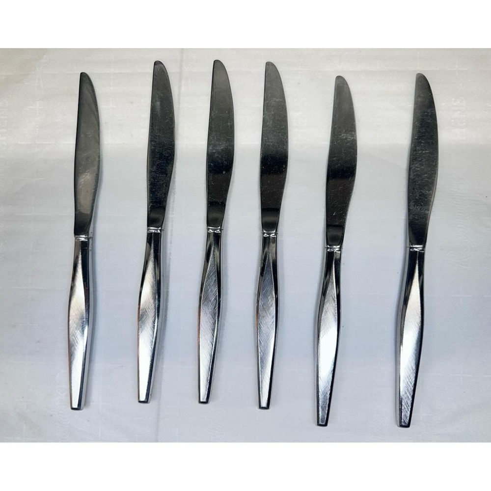 Oneida WINDRIFT Stainless Wm A Rogers Premier Burnished Dinner Knives Lot of 6